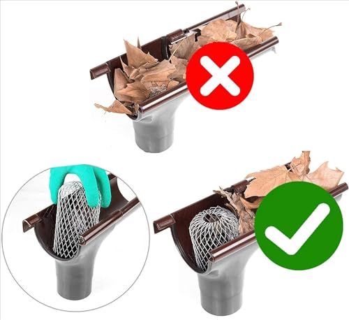 LÓVFEIFAN Fuvtory 4 Pack Gutter Guards, Gutter Downspout Guard, Expand Aluminum Gutter Guard Strainer Filter, Gutter Downspout Protectors, Stops Blockage Leaves Debris (3.5 Inch) - Image 3