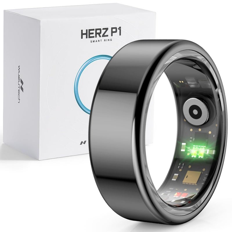 WuzuTech Herz P1 Smart Ring for Women Men Size 7 247 Health Metrics Fitness Ring Tracks 20 Biometrics 6 Day Battery Life Waterproof Stainless Steel Free APP for iOS Android No Subscription - Image 2