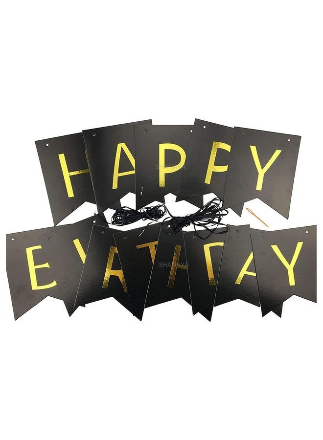 SHANAYA Happy Birthday Hanging Bunting Banner for Decorations Items Party Supplies (Black Gold) - Image 3