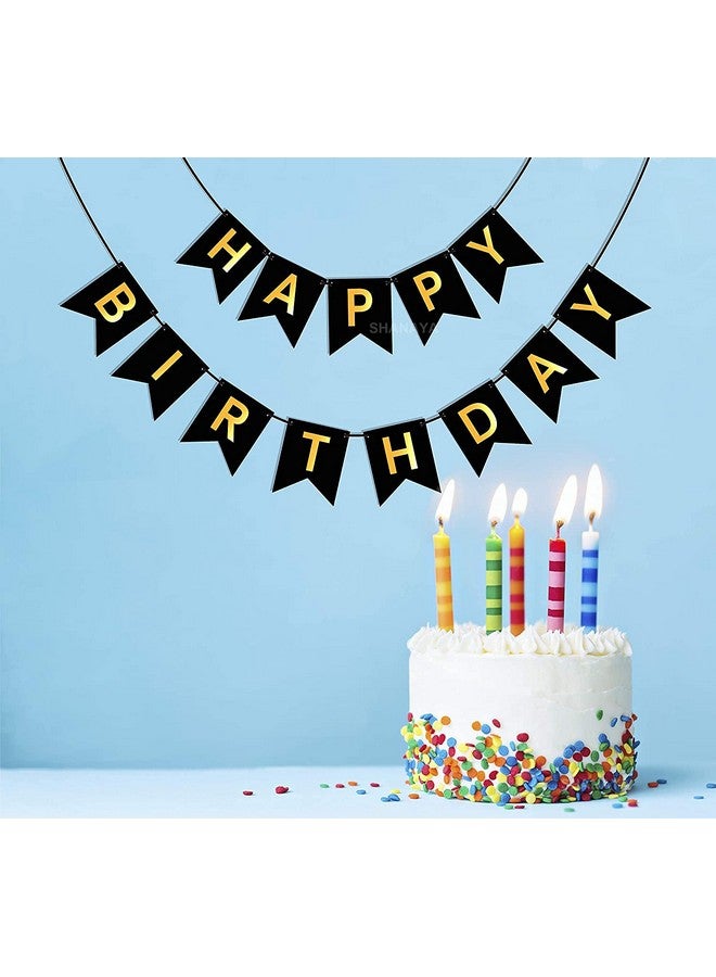 SHANAYA Happy Birthday Hanging Bunting Banner for Decorations Items Party Supplies (Black Gold) - Image 5