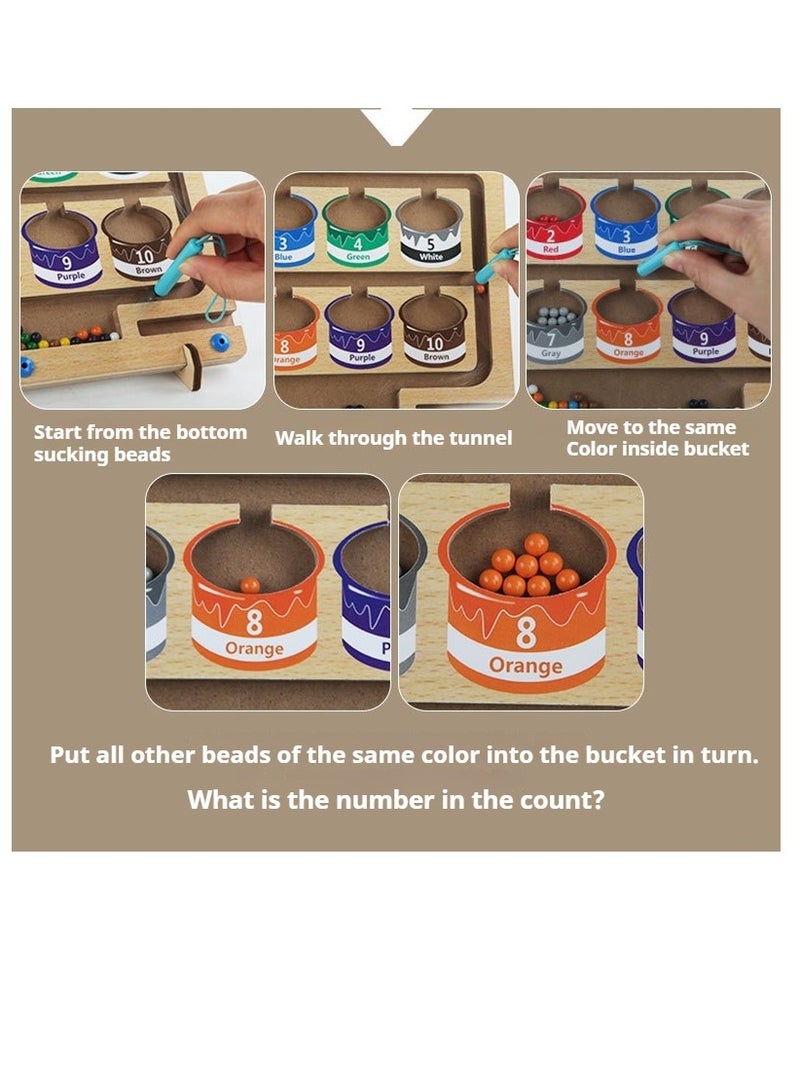 رواية الأطفال التركيز على التدريب لعبة اللغز ، لون الخشب تصنيف الكرة المغناطيسية للأطفال المشي القلم تشغيل التعليم المبكر لعبة اللغز ، الكرة المشي لعبة المتاهة - Image 4