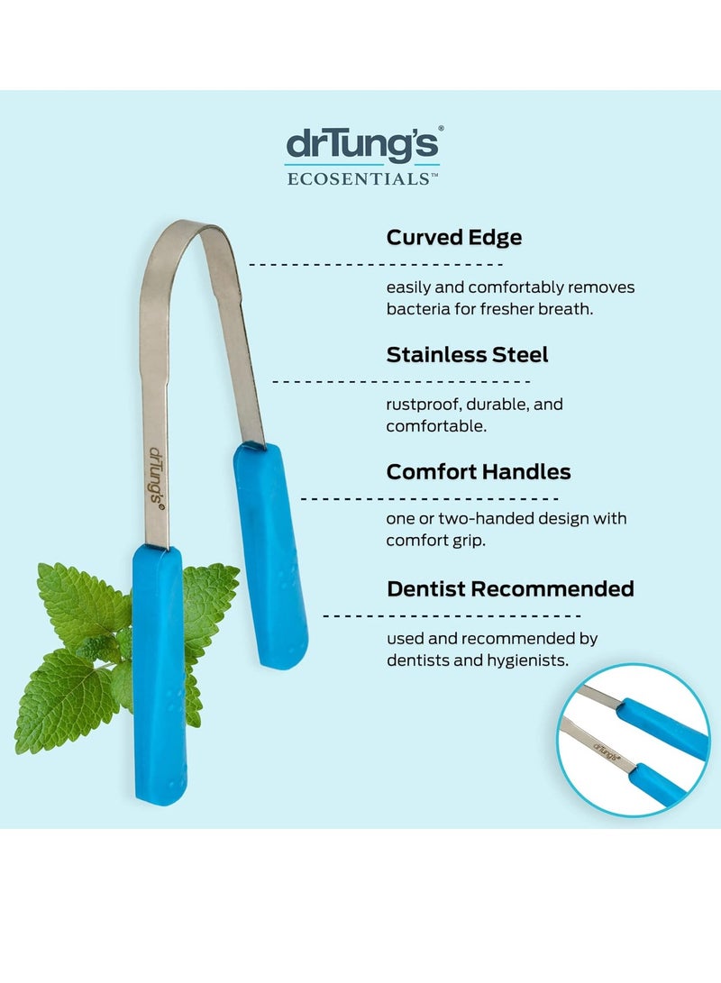 drTung's DrTung's Stainless Steel Tongue Scraper - Tongue Cleaner for Adults, Kids, Freshens Breath, Comfort Grip Handle- Tongue Scraper & Travel Case (1 Pack)  - Image 3