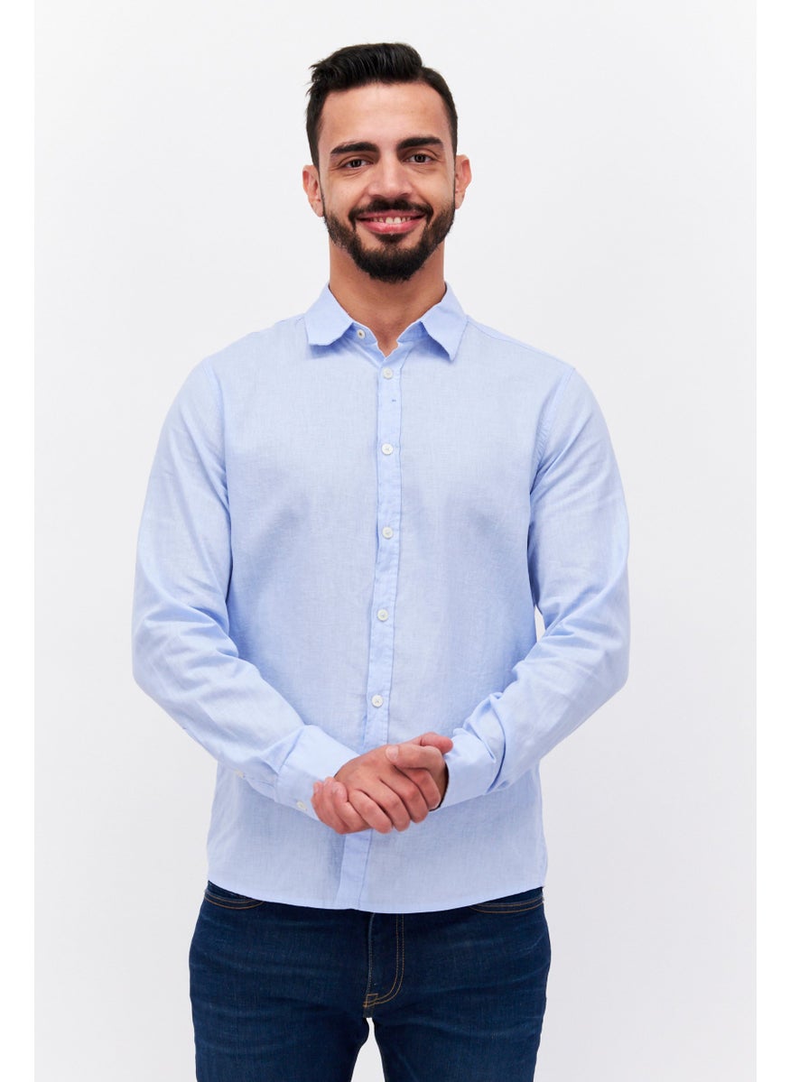 Sorbino Men Regular Fit Solid Long Sleeve Casual Shirt, Sky Blue  - Image 1