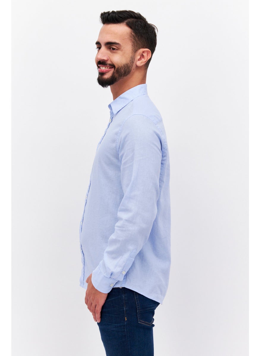 Sorbino Men Regular Fit Solid Long Sleeve Casual Shirt, Sky Blue  - Image 2