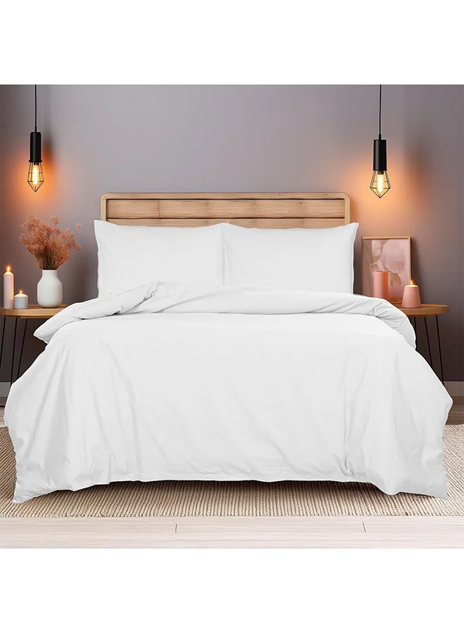 DANUBE HOME Danube Home Pearl & Coal Super King Fitted Sheet Set White 200x200+30 cm & 50x75cm | 100% Cotton Satin-800 Thread Count Bedding Set For Bedroom