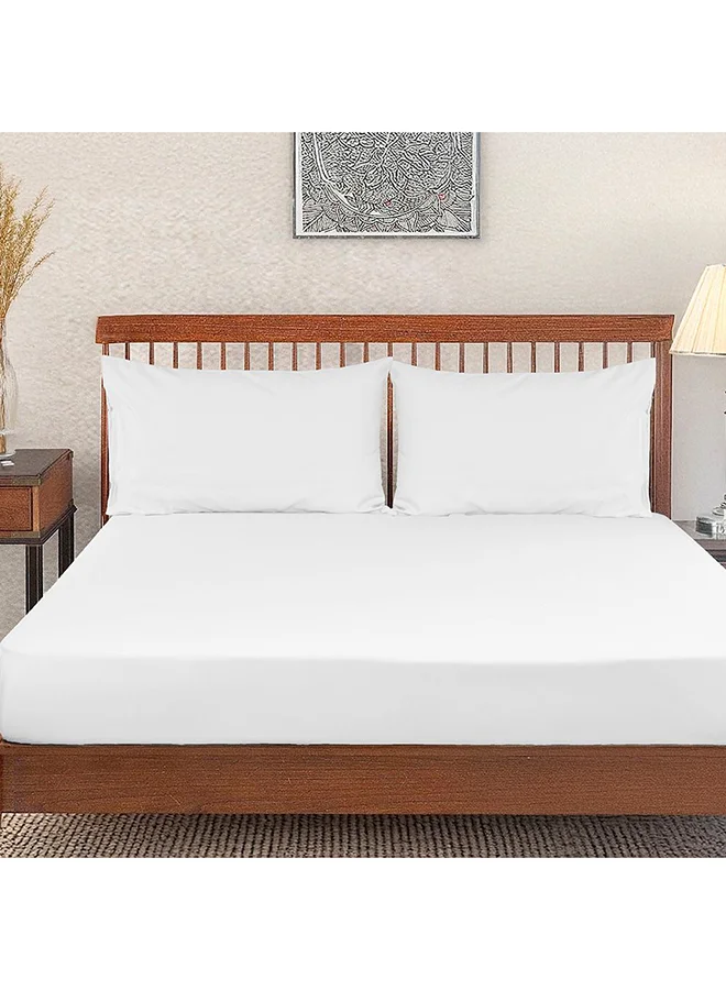 DANUBE HOME Danube Home Pearl & Coal Super King Fitted Sheet Set White 200x200+30 cm & 50x75cm | 100% Cotton Satin-800 Thread Count Bedding Set For Bedroom