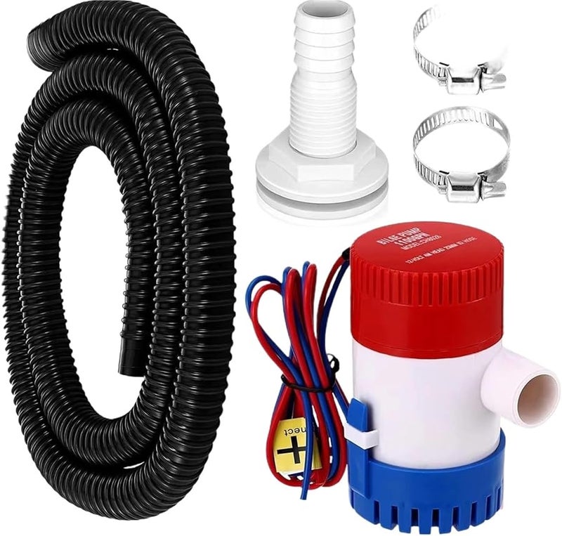 12V Submersible Bilge Water Pump 1100GPH For Boat Seaplane Motor Homes PVC Pipe Fittings - Image 1