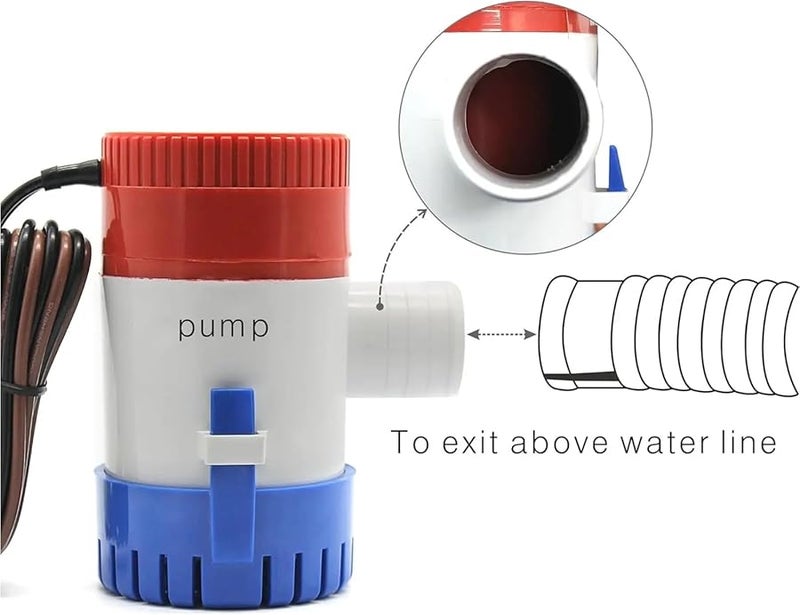 12V Submersible Bilge Water Pump 1100GPH For Boat Seaplane Motor Homes PVC Pipe Fittings - Image 4