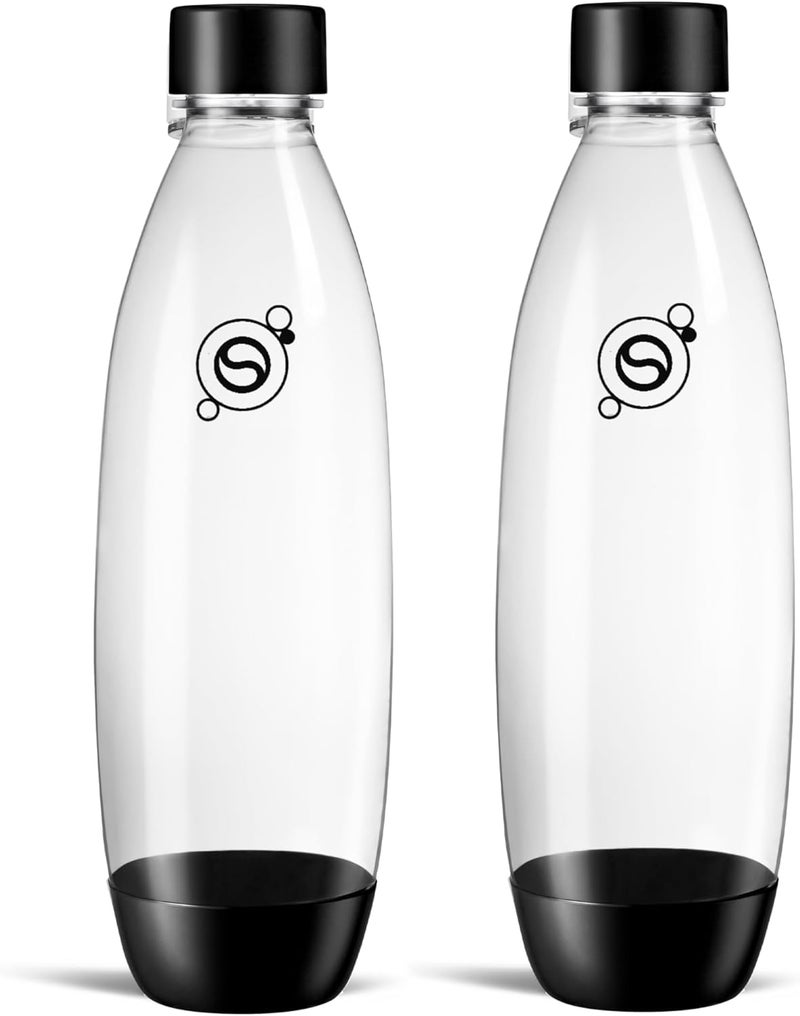 SodaStream Black Slim Carbonating Bottles Twin Pack, 1L Pack Of 2 Low dust buildup - Image 1