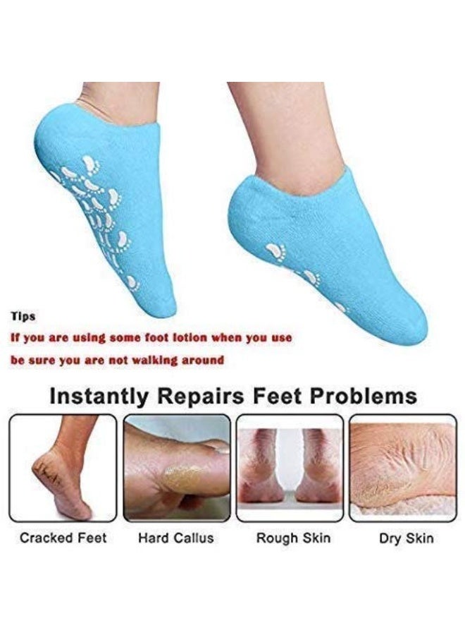 زوج واحد جوارب سيليكون جل مرطبة للكعبين والقدمين المتشققة – جوارب ناعمة للعناية العميقة بالقدمين، علاج وترطيب وتنعيم الجلد – جوارب سبا قابلة لإعادة الاستخدام للنساء والرجال، بديل قناع القدم للعناية الليلية، الاسترخاء، واستعادة نعومة القدمين - Image 3