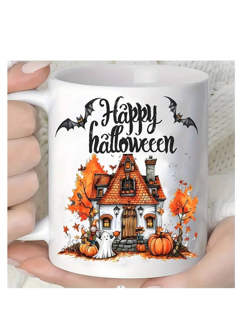 RYN Halloween Gift Themed Ceramic Mug  Reusable Coffee Tea & Milk Cup with Fun Prints  Perfect Gift for Parents Birthdays & Holidays white - Image 1