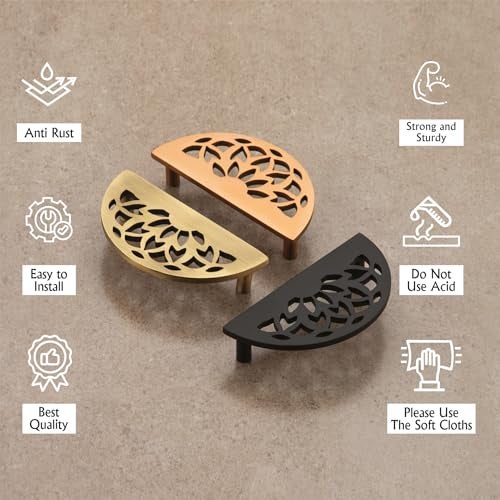 COMPASS Stainless Steel Lotus Cabinet Knobs, Drawer Pulls, Knobs for Dresser Drawers, Drawer Knobs Handle, Kitchen Knobs (Antique Finish) Pack of 4 pcs - Image 3