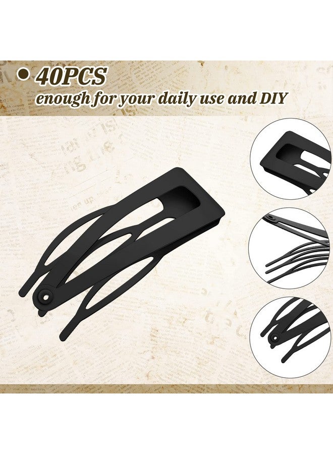 Geosar 40 Pieces Snap Hair Clips Grip Hair Metal Barrettes for Women Snap Double Clip Pins Accessories for Women Making Salon(Black, Dark Brown, Red, Green) - Image 3