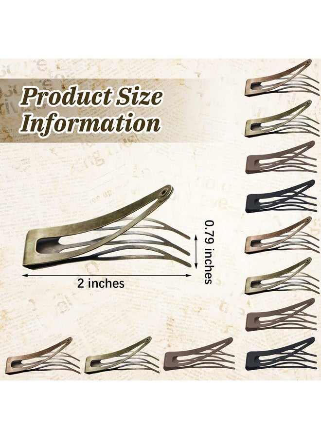 Geosar 40 Pieces Snap Hair Clips Grip Hair Metal Barrettes for Women Snap Double Clip Pins Accessories for Women Making Salon(Black, Dark Brown, Red, Green) - Image 2