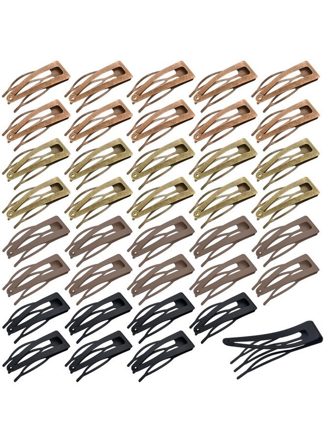 Geosar 40 Pieces Snap Hair Clips Grip Hair Metal Barrettes for Women Snap Double Clip Pins Accessories for Women Making Salon(Black, Dark Brown, Red, Green) - Image 1