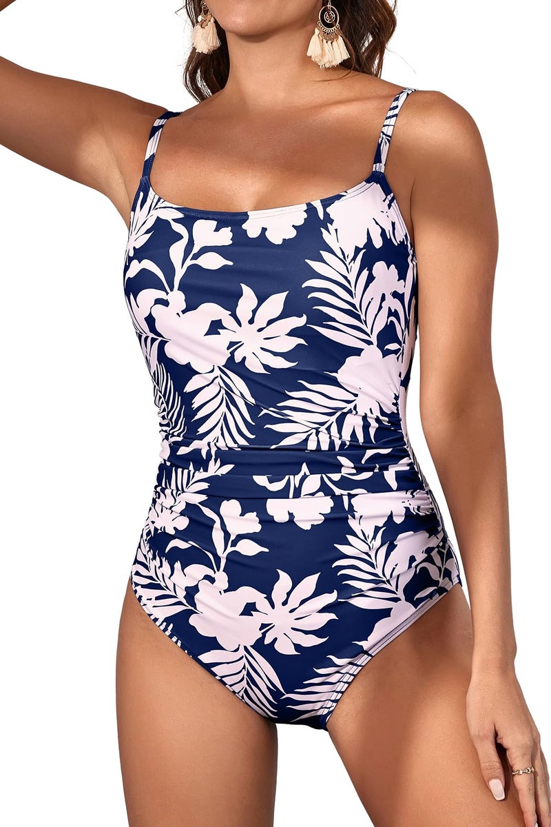 Eomenie Women's One Piece Swimsuits Tummy Control Ruched Bathing Suit 1 Piece Swimwear - Image 1