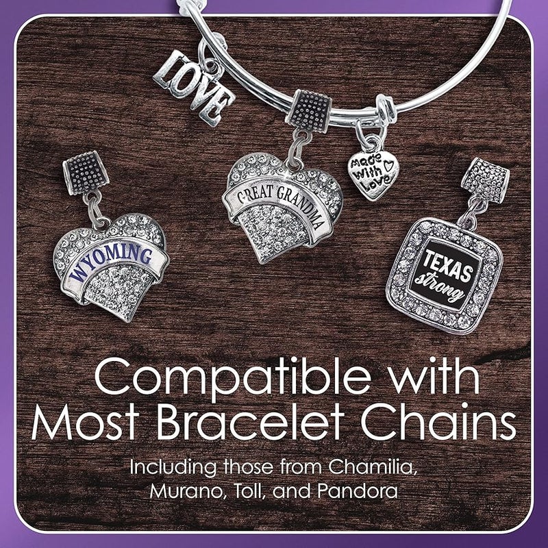 Inspired Silver - Silver Circle Charm for Bracelet with Cubic Zirconia Jewelry - Image 4