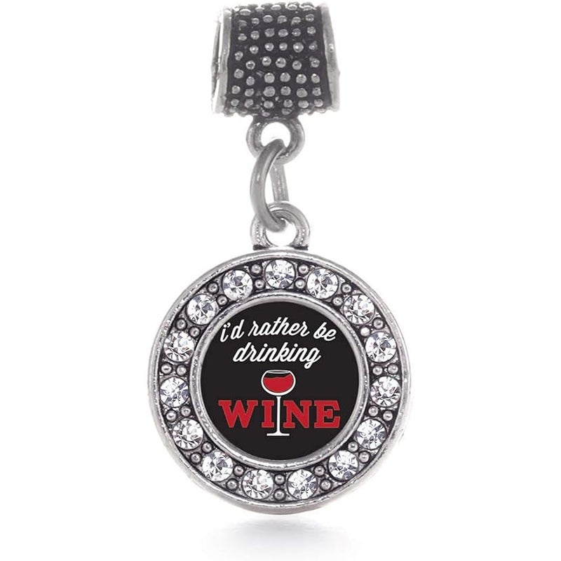 Inspired Silver - Silver Circle Charm for Bracelet with Cubic Zirconia Jewelry - Image 1
