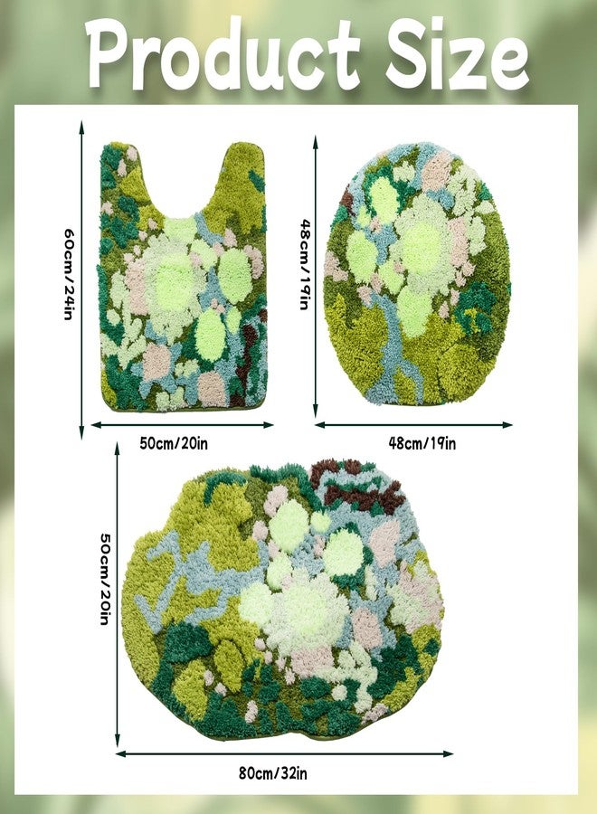 Insun 3D Tufted Moss Bath Mat, Toilet Rugs U Shaped and Toilet Lid Cover, Soft Microfiber Non Slip Absorbent Bathroom Rug - Image 4