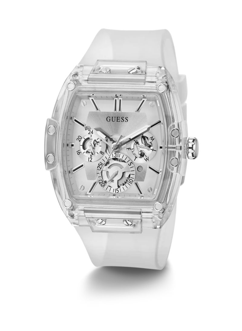GUESS - Mens Clear Multi-function Polyurethane Band Watch 41.5 mm - Image 1