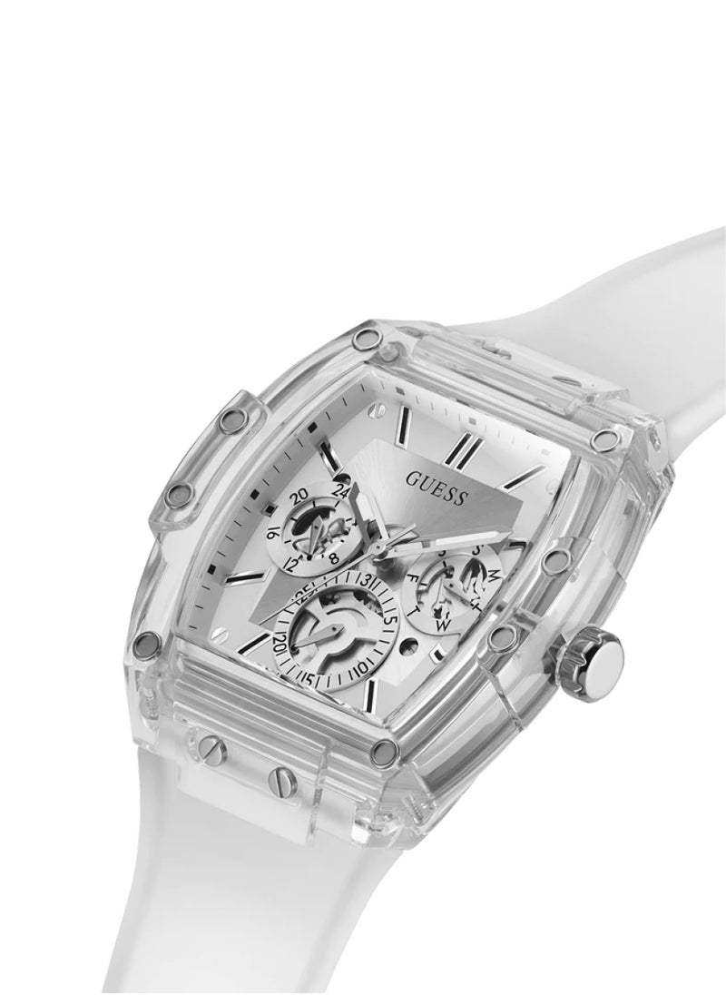 GUESS - Mens Clear Multi-function Polyurethane Band Watch 41.5 mm - Image 1