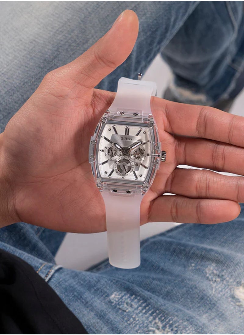 GUESS - Mens Clear Multi-function Polyurethane Band Watch 41.5 mm - Image 1