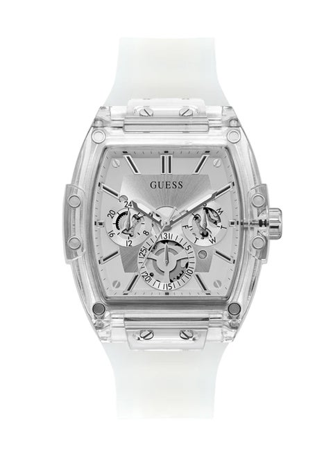 Mens Clear Multi-function Polyurethane Band Watch 41.5 mm