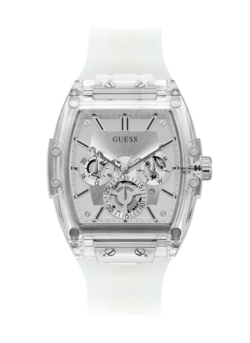 GUESS - Mens Clear Multi-function Polyurethane Band Watch 41.5 mm - Image 1