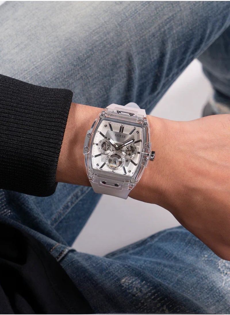 GUESS - Mens Clear Multi-function Polyurethane Band Watch 41.5 mm - Image 1