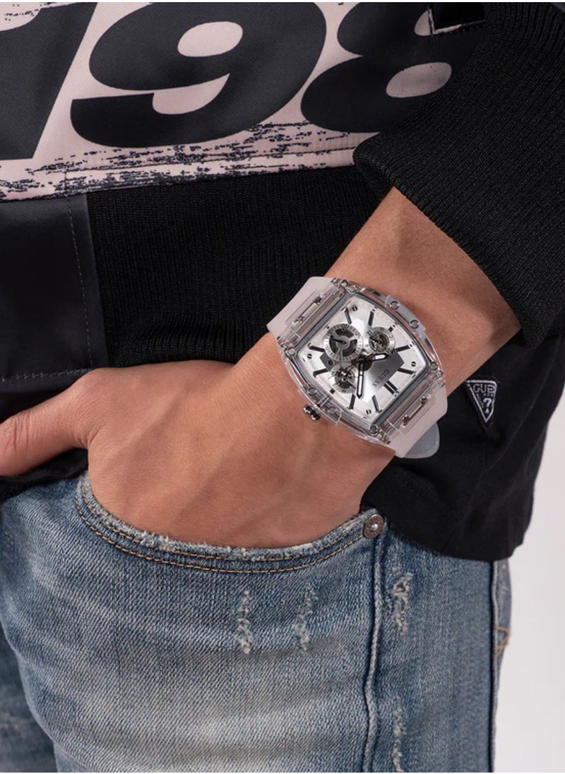 GUESS - Mens Clear Multi-function Polyurethane Band Watch 41.5 mm - Image 1