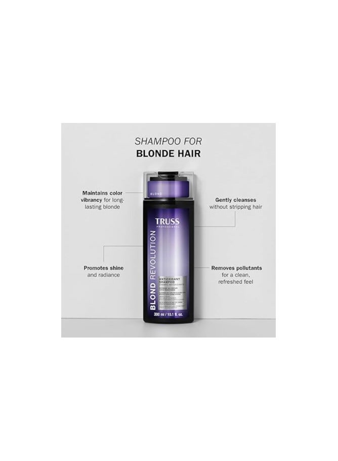 تروس شامبو TRUSS Blond Revolution | شامبو خالٍ من البارابين للنساء والرجال | علاج لحماية اللون للشعر الأشقر والمميز | شامبو العناية بالشعر للشعر الجاف وتعزيز اللمعان | 300 مل / 10.14 أونصة سائلة. أوقية - Image 2
