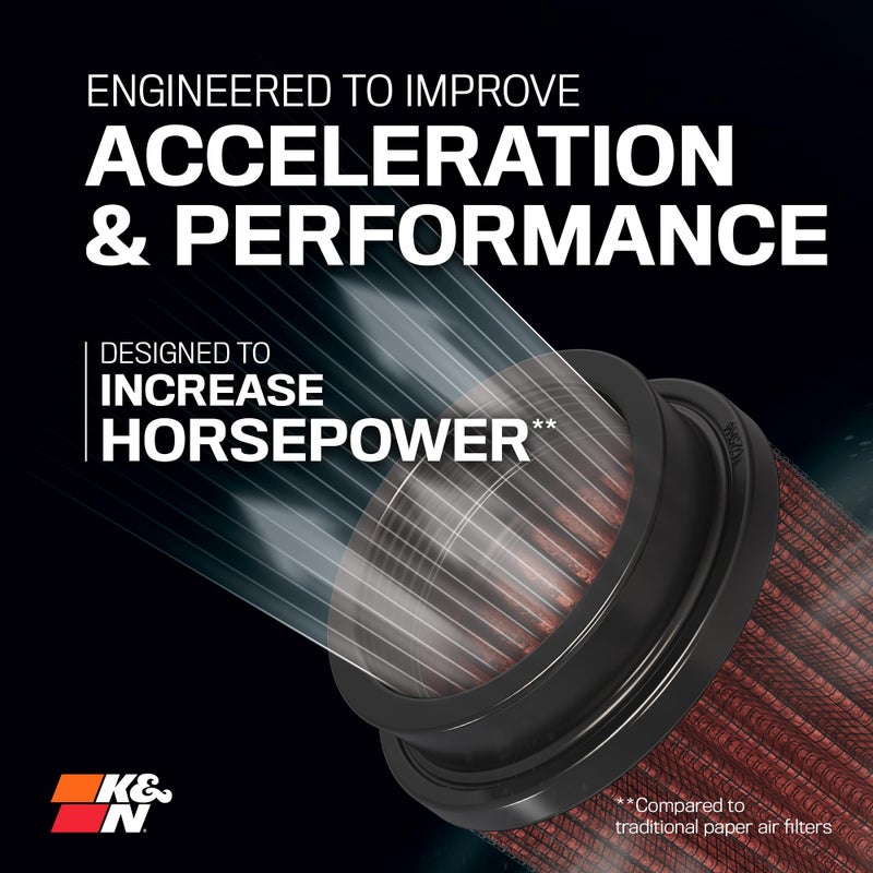 K&N High-Flow Original Lifetime Universal Clamp-On Air Filter: High Performance, Premium, Washable: Flange Diameter: 6 In, Filter Height: 6 In, Flange Length: 0.625 In, Shape: Round Tapered, RU-1048 - Image 3