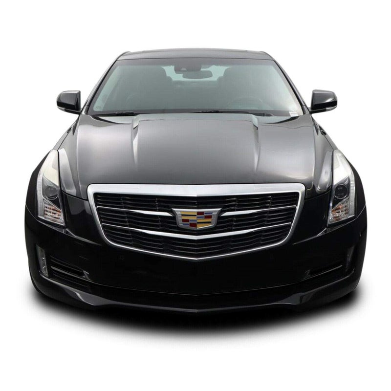 تغطية فينيل سوداء SlickMod Chrome Delete لواجهة السيارة 2015-2019 كاديلاك ATS مع تزيين الشبكة الأمامية بالكروم والتزيين السفلي باللون الأسود الساتان