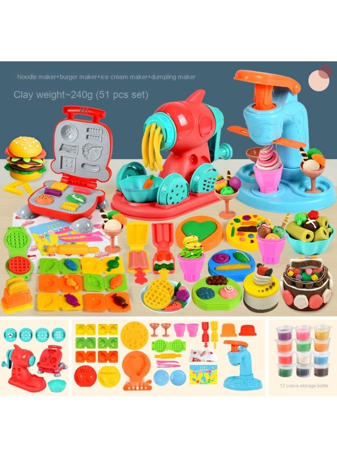Colorful Play Dough Noodle Maker Set - Kids Playdough Tools and Molds for Preschool Girls