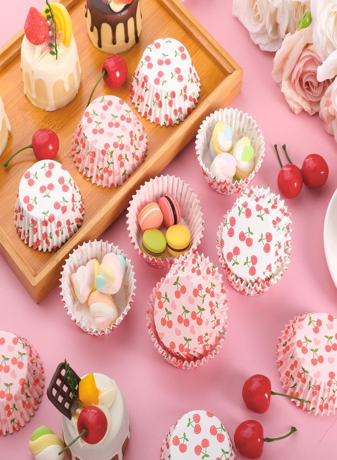 Glavatrix 200PCS Cherry Cupcake Liners Summer Fruit Themed Standard Muffin Cupcake Wrappers Decorative Paper Baking Cups for Wedding Bachelorette Bridal Baby Shower Cherry Birthday Party Cake Decor ﻿ - Image 2