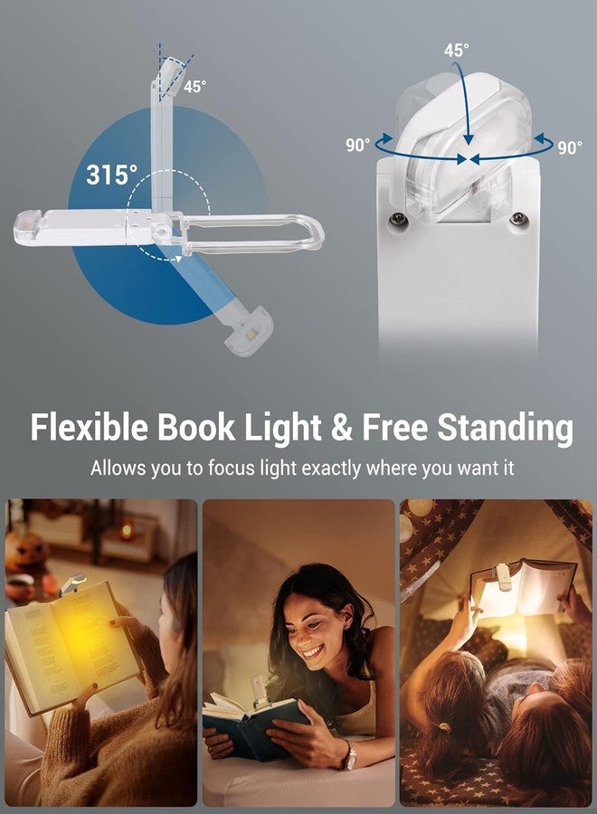 LANLOY Clip-On Book Reading Light for Students | USB Rechargeable LED Study Lamp | 3 Brightness & 3 Color Modes | Portable, Eye-Friendly, Foldable Book Light for Night Reading (White) - Image 3