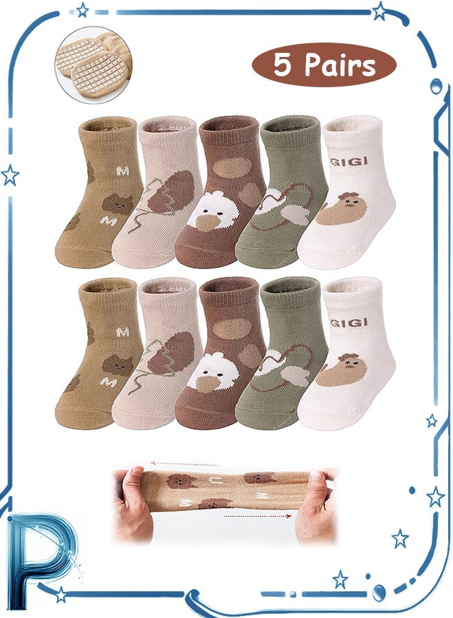 Photon 5 Pairs Baby Toddler Non Slip Socks, Baby Socks  Toddler Socks for 1-3 Years (M) - Image 1