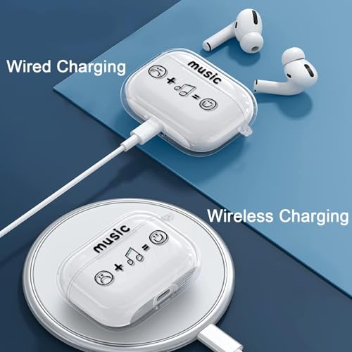 Meyaar for Apple AirPods Pro 3 ​​​​​​​Case Cover with Keychain, Compatible with Airpods Pro 3rd Gen Case, Clear Soft Transparent Military Grade Shockproof Case (Clear Music Smile with Metal Keychain) - Image 5