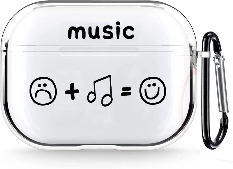 Meyaar for Apple AirPods Pro 3 ​​​​​​​Case Cover with Keychain, Compatible with Airpods Pro 3rd Gen Case, Clear Soft Transparent Military Grade Shockproof Case (Clear Music Smile with Metal Keychain) - Image 1