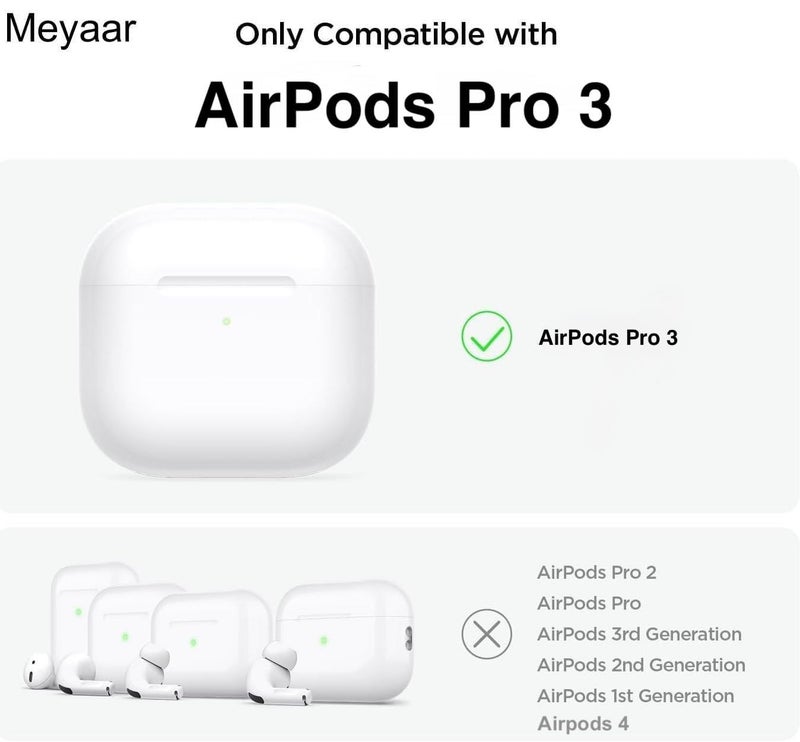 Meyaar for Apple AirPods Pro 3 ​​​​​​​Case Cover with Keychain, Compatible with Airpods Pro 3rd Gen Case, Clear Soft Transparent Military Grade Shockproof Case (Clear Music Smile with Metal Keychain) - Image 2