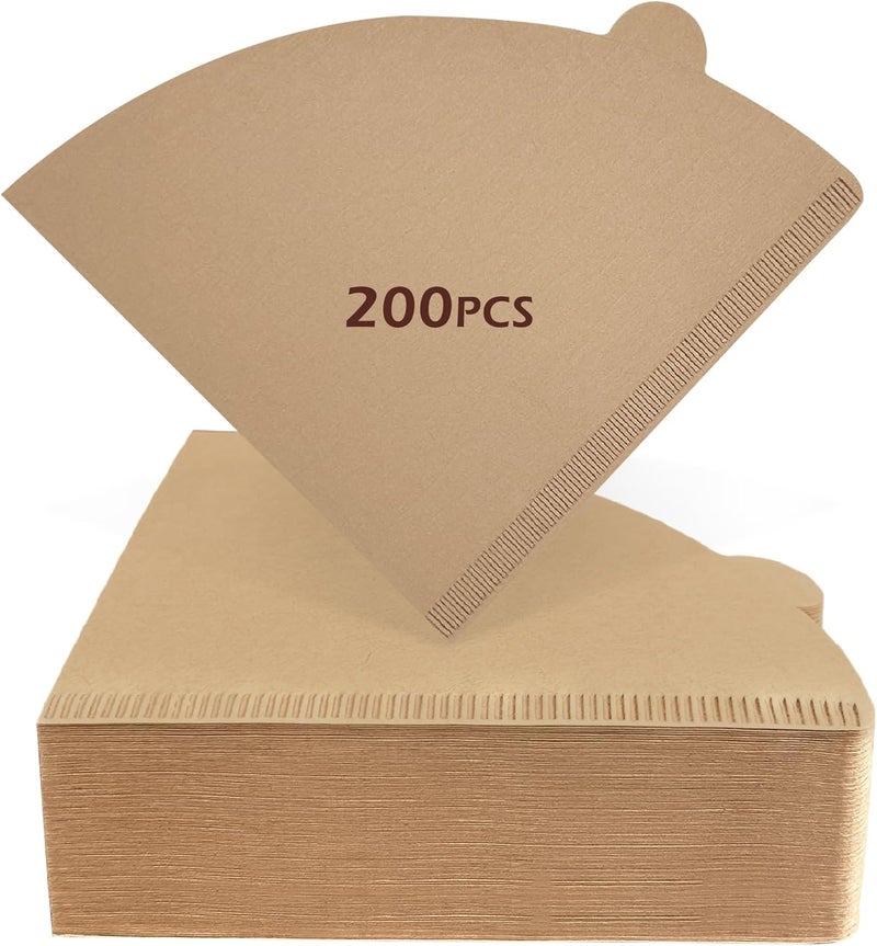 200 قطعة من مرشحات القهوة بحجم 2-1-4 كوب، متوافقة مع تقنية الصب V60 | مرشحات مخروطية ورقية طبيعية غير مبيضة بحجم 02 متوافقة مع قمع الصب للقهوة، آلات تحضير القهوة بالتنقيط بسعة 1-4 أكواب - Image 1