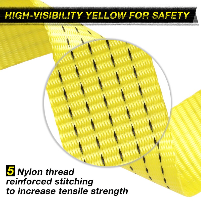 GEELLI Tow Strap with Hooks, 2" x 20ft Heavy Duty Recovery Strap 15000 lbs Capacity Towing Straps for Car Truck Boat ATV Roadside Emergency - Image 4