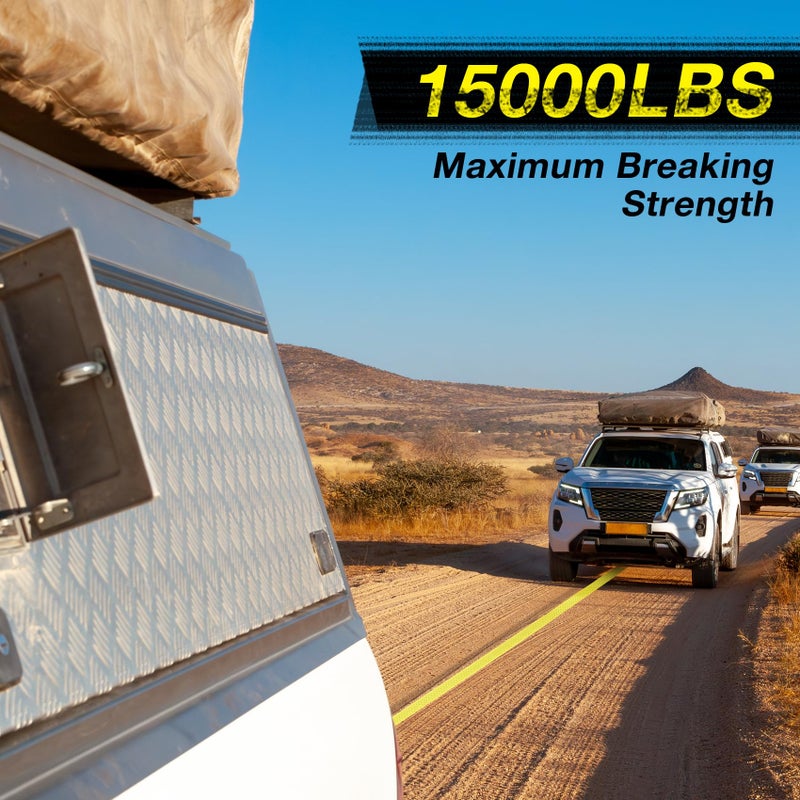 GEELLI Tow Strap with Hooks, 2" x 20ft Heavy Duty Recovery Strap 15000 lbs Capacity Towing Straps for Car Truck Boat ATV Roadside Emergency - Image 5