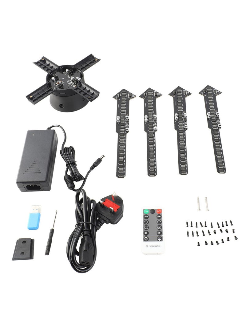 3D Holographic Advertising Machine 2000x1152 Resolution 576 LEDs 3D Hologram 4 Leaves Fan Support APP Computer 100‑240V UK Plug  - Image 1