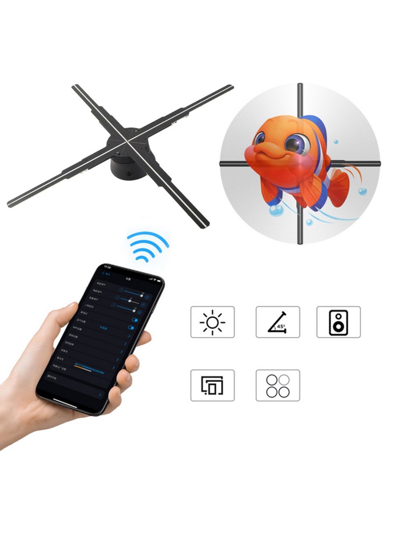 3D Holographic Advertising Machine 2000x1152 Resolution 576 LEDs 3D Hologram 4 Leaves Fan Support APP Computer 100‑240V UK Plug  - Image 2