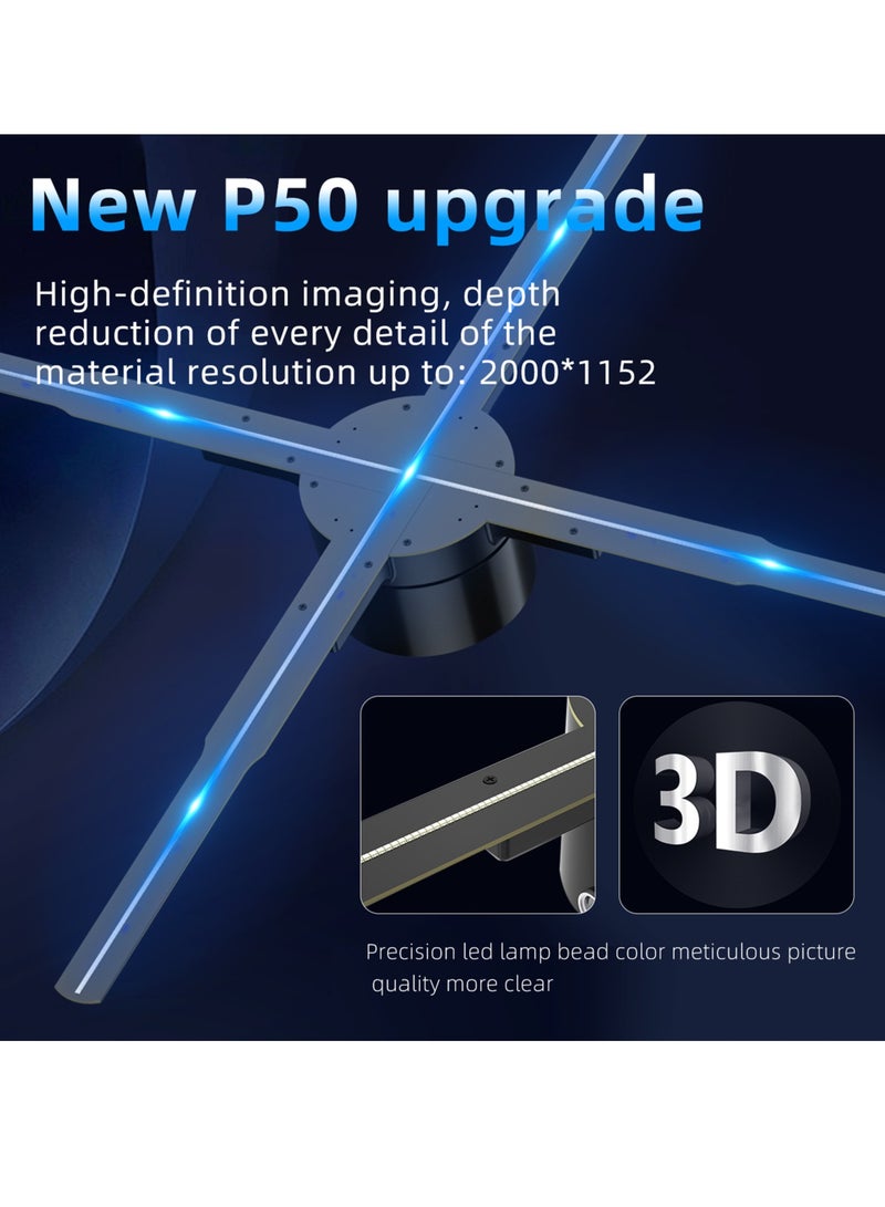 3D Holographic Advertising Machine 2000x1152 Resolution 576 LEDs 3D Hologram 4 Leaves Fan Support APP Computer 100‑240V UK Plug  - Image 4