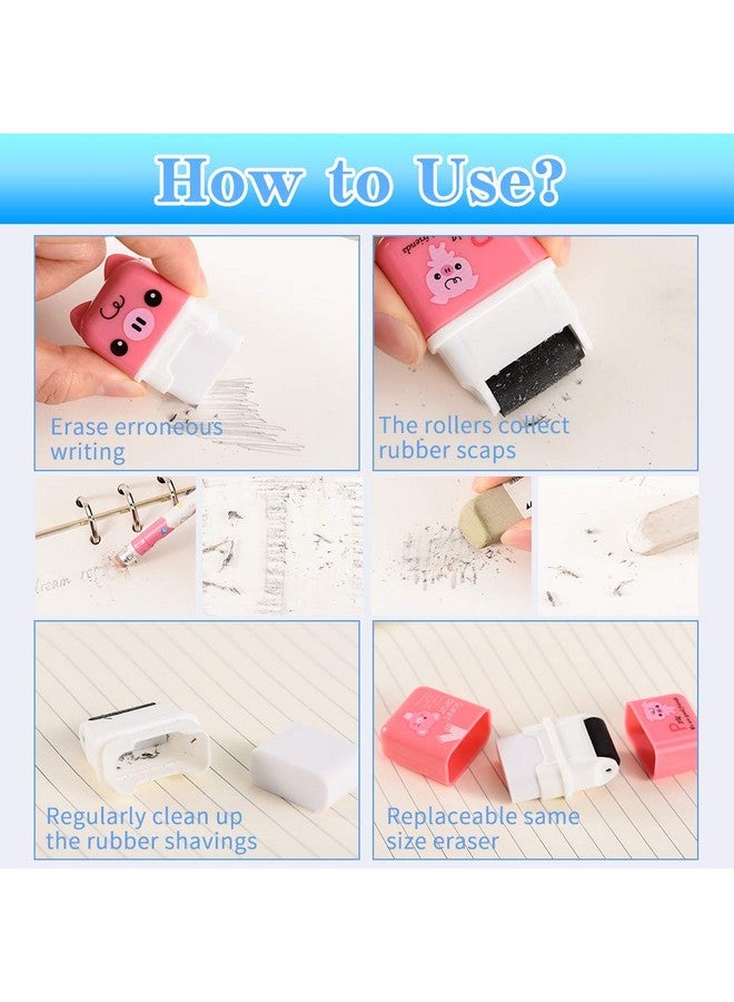 Sooez 12 Pack Pencil Erasers Cute Erasers Pencil Eraser With Clean Up Roller Pencil Eraser Shaving Roller Case Erasers For Party Favors Gift Supplies - Image 4