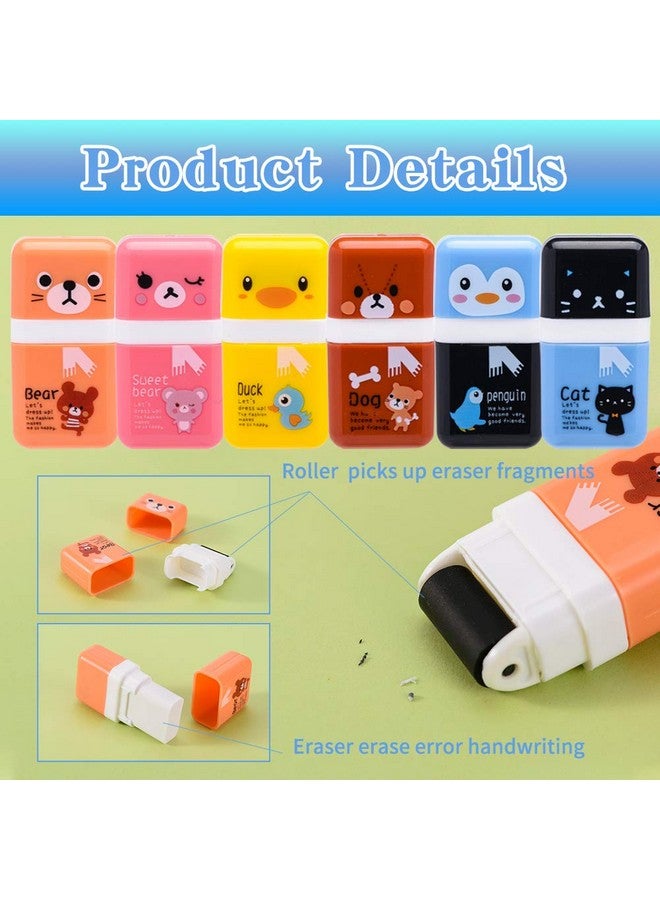 Sooez 12 Pack Pencil Erasers Cute Erasers Pencil Eraser With Clean Up Roller Pencil Eraser Shaving Roller Case Erasers For Party Favors Gift Supplies - Image 3
