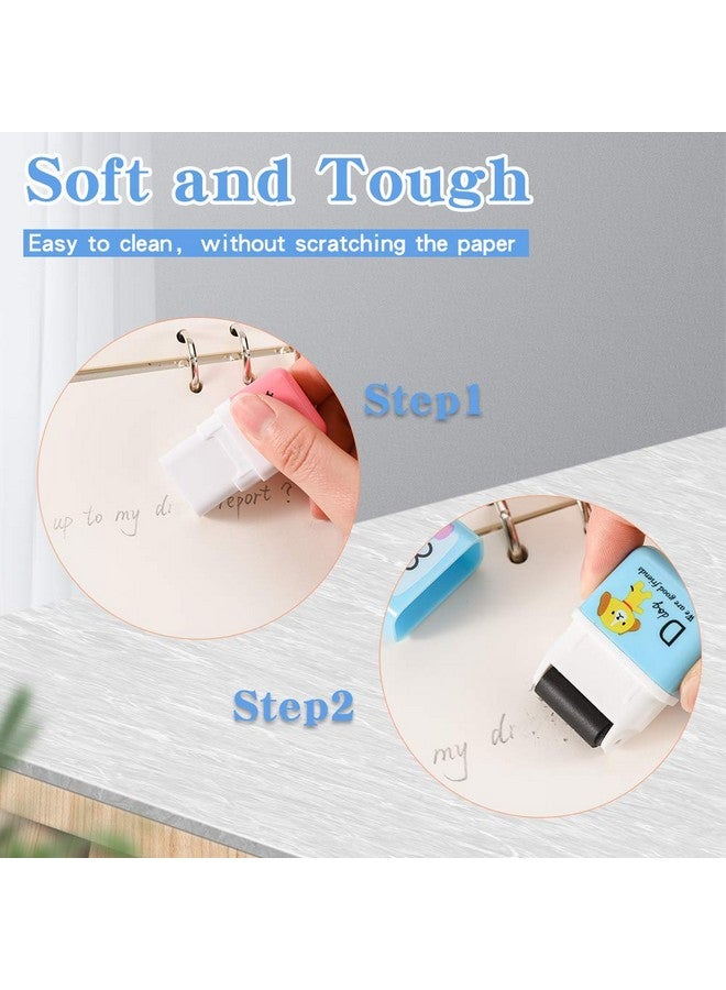 Sooez 12 Pack Pencil Erasers Cute Erasers Pencil Eraser With Clean Up Roller Pencil Eraser Shaving Roller Case Erasers For Party Favors Gift Supplies - Image 2