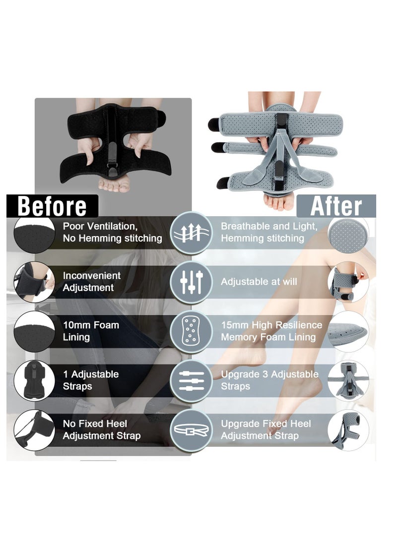 Excefore دعامة دعم الكاحل، مجموعة دعامة تقويم العظام لقطرة الكاحل قابلة للتعديل، لعلاج التهاب اللفافة الأخمصية، وآلام قوس القدم، ودعم التهاب وتر العرقوب للنساء والرجال (رمادي) - Image 2